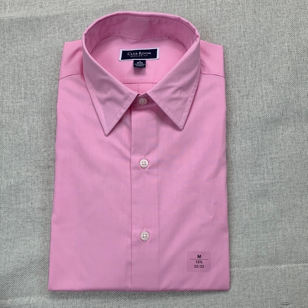Club Room Men's Pink Point Collar Classic Fit Dress Shirt M